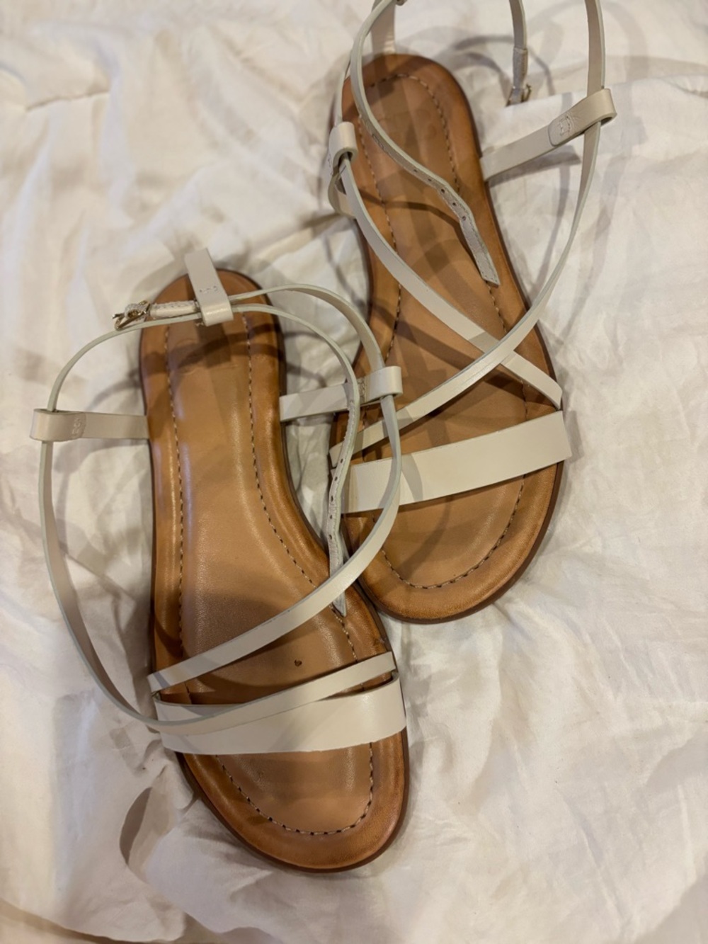 Gianni Bini White Strappy Leather Sandals
